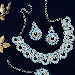 VATSALYA creation Rhodium-Plated Artificial Stones Alloy Jewellery Set-picture-26