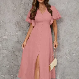 Sugathari Flutter Sleeve A-Line Midi Dress image 3