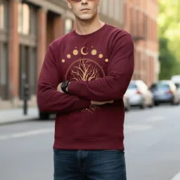 Moda Rapido Men Burgundy Nylon Printed Pullover Sweatshirt image 3