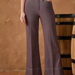 Orchid Blues Women High-Rise Bootcut Trousers-image-81