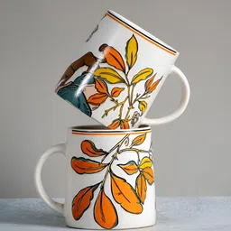 ALMIRO TREE Orange & White Printed Ceramic Matte Cups and Mugs image 3