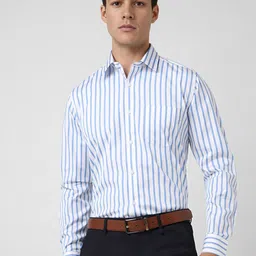 Van Heusen Men Slim Fit Spread Collar Vertical Striped Cotton Formal Shirt-picture-41