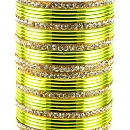 Vidhya Kangan Set Of 32 Gold-Plated Stone-Studded Bangles image 4