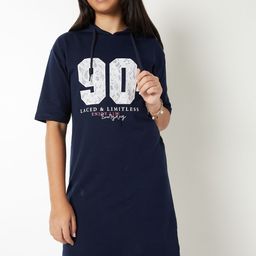 max Girls Printed Hooded Neck Cotton T-shirt Dress-image-32