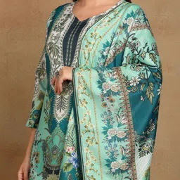 Sangria Printed Round Neck Kurta & Trousers With Dupatta image 5