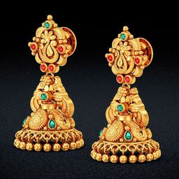 Joyalukkas Opulent Lakshmi & Leaf Gold Jhumkas- 9.41 gms-picture-40