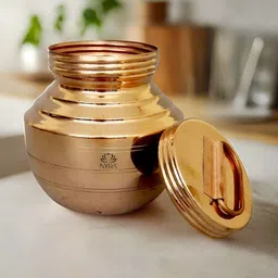 Nyra Kitchenware Copper Toned Pure Copper Gangajali With Lid-image-26