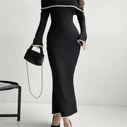 KPOP Women Off-Shoulder Bodycon Maxi Dress-picture-28