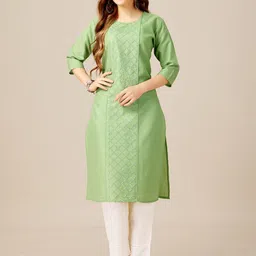 HERE&NOW Women Embroidered Panelled Kurta with Churidar-picture-21