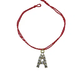 Digital Dress Room Gold Plated A Alphabet AD Studded Initial Thread Rakhi image 3