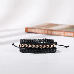 The Roadster Lifestyle Co. Men Set Of 3 Artificial Beaded Leather Wraparound Bracelet-picture-17
