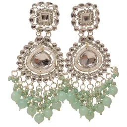 MEIRA JEWELLERY Artificial Stones Studded & Beaded Dome Shaped Jhumkas image 2