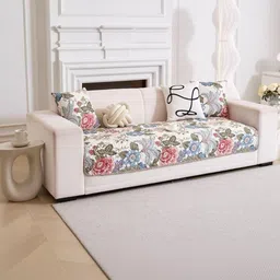 HOMETHREADS Beige & Multicoloured Printed Sofa Cover-picture-30