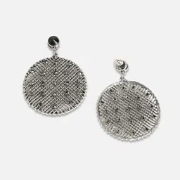 DressBerry Silver-Plated Artificial Stones Studded Contemporary Drop Earrings image 3