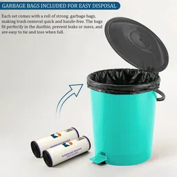 Kuber Industries 2 Pcs Green Durable Dustbin With Garbage Covers - 10L image 2