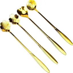 sanwalsa Golden Spoon Set, Cutlery Kitchen Tableware, Different Shape Stirring Spoons, Stainless Steel Dessert Spoon Set-picture-10