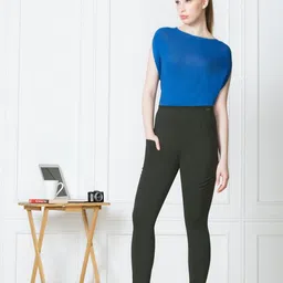 van heusen Athleisure 4 Way Stretch And Functional Pocket Women Solid Grey Track Pants image 3