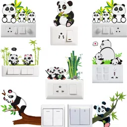 décor vibe 38 cm Trending Switch penal sticker cute panda sticker Multicolor Self Adhesive Sticker-picture-23