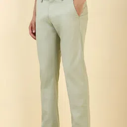 allen solly Men Slim Fit Green Cotton Blend Trousers image 4