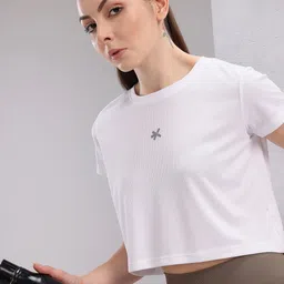 hrx by hrithik roshan Women Solid Round Neck Polyester White T-Shirt-picture-30