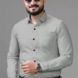 hasini fashion Men Regular Fit Solid Spread Collar Formal Shirt image 2