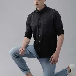 the bear house Men Slim Fit Checkered Button Down Collar Casual Shirt image 5