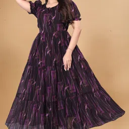 zanies Women Ethnic Dress Black Knee Length Dress image 3