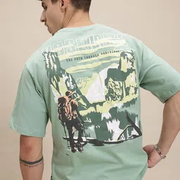 The Roadster Life Co. Printed Drop-Shoulder Sleeves Relaxed Cotton T-shirt-picture-43