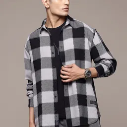 The Roadster Lifestyle Co. Relaxed Buffalo Checked Pure Cotton Casual Shirt-image-87