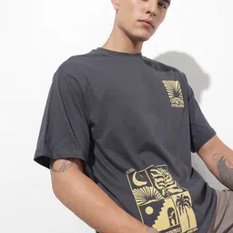 The Roadster Life Co. Graphic Printed Drop-Shoulder Sleeves Pure Cotton Relaxed T-shirt-image-98