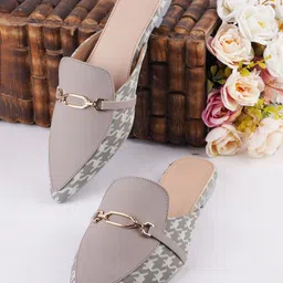 TRYME Women Printed Pointed Toe Mules image 5