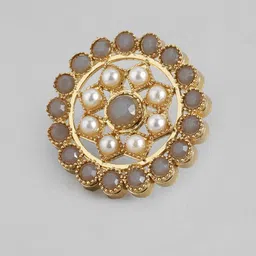 Peora Grey Gold-Plated Pearl Embellished Handcrafted Jewellery Set image 5