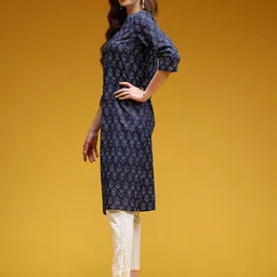 HERE&NOW Ethnic Motifs Print Cotton Straight Kurta image 5