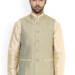 KISAH Men Green Patterned Nehru Jacket-picture-7