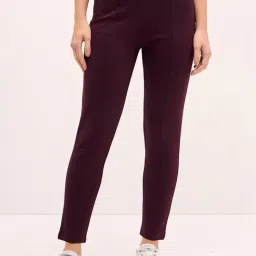 SALT Attire Burgundy Flex Pull On Slim Jeggings-image-39