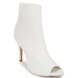 Truffle Collection Women's White Peeptoe Boots image 3