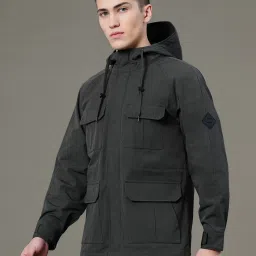 Red Tape Dark Olive Regular Fit Hooded Jacket image 3