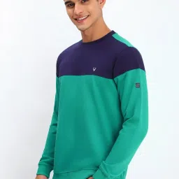 Allen Solly Green Regular Fit Colour Block Sweatshirt image 3