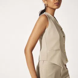 The Label Life Beige Plain Waist Coat image 3