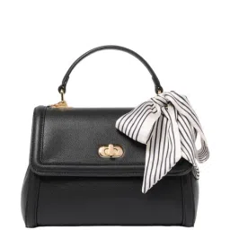 Forever New Black Textured Medium Satchel Handbag-image-96