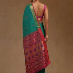 Soch Green Woven Design Saree With Unstitched Blouse image 3