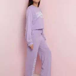 Lil Tomatoes Purple Cotton Blend Regular Checks Night Suit image 3