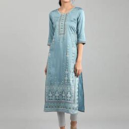 Aurelia Blue Printed Straight Kurta-picture-48
