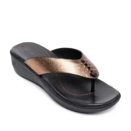 HF Journey Women's KNOT Antique Gold Thong Wedges-picture-24