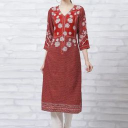 Rangriti Rust Printed Straight Kurta-picture-29