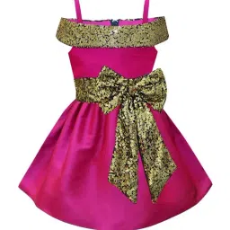 A.T.U.N. Kids Pink & Gold Embellished Dress-picture-30