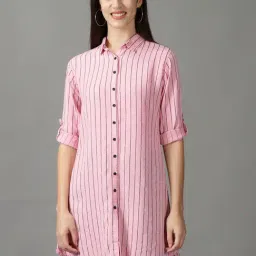 showoffff SHOWOFF Pink Striped Longline Shirt-picture-20