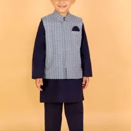 Lil Drama Kids Purple & White Printed Full Sleeves Kurta, Jacket with Pyjamas-picture-14