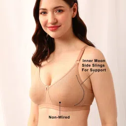 Clovia Beige Cotton T-Shirt Bra image 3