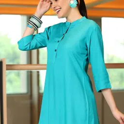 Libas Turquoise A Line Kurti image 3